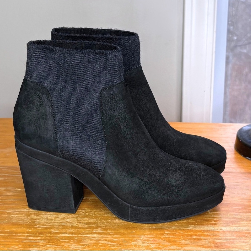 Eileen Fisher Nubuck Leather Block Heel Booties - Picture 4 of 12